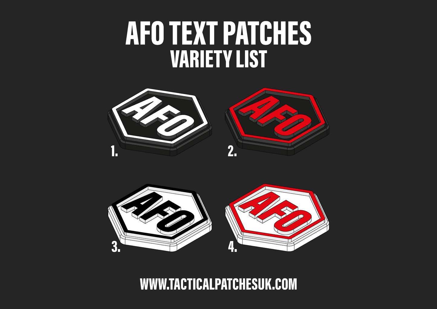 AFO Text Hexapatch Velcro Patches